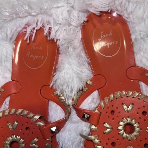 Jack Rogers Jelly Sandals size 8 Orange and Yellow / Gold Detail - Picture 3 of 5